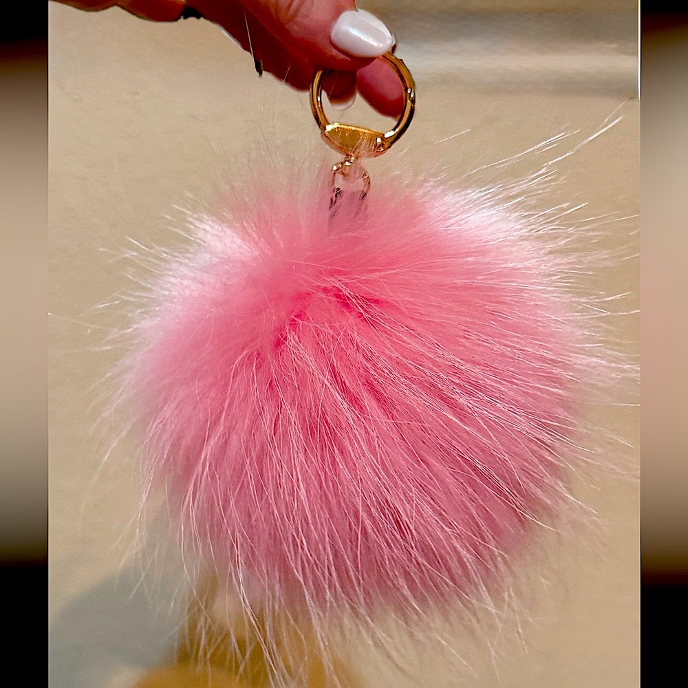 COPY - BIG pink furry key chain or bag accent piece
